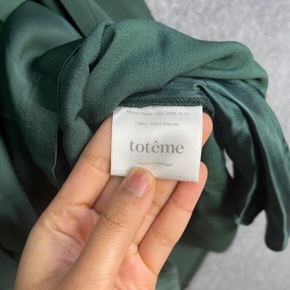 NEW $460 TOTÊME Murau Belted Dress‎ Emerald Green Sz Large Ling Sleeve Classic - Picture 10 of 10